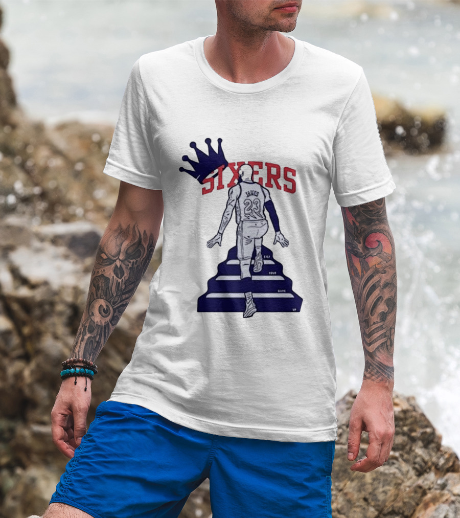Philadelphia 76ers Sixers Lebron James Crowned Steps Silhouette 23 T-Shirt