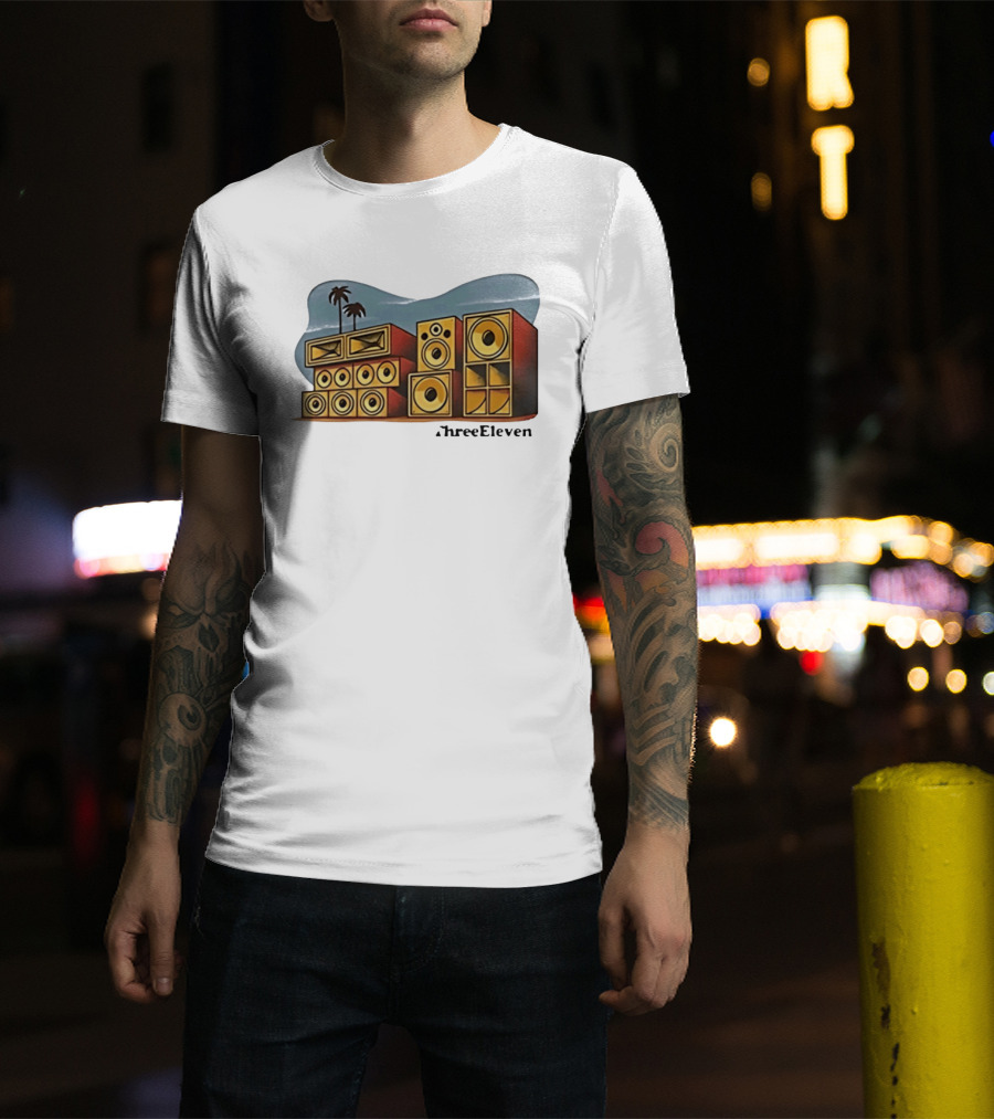ThreeEleven Sound System Speaker Stack Reggae With Palm Trees T-Shirt