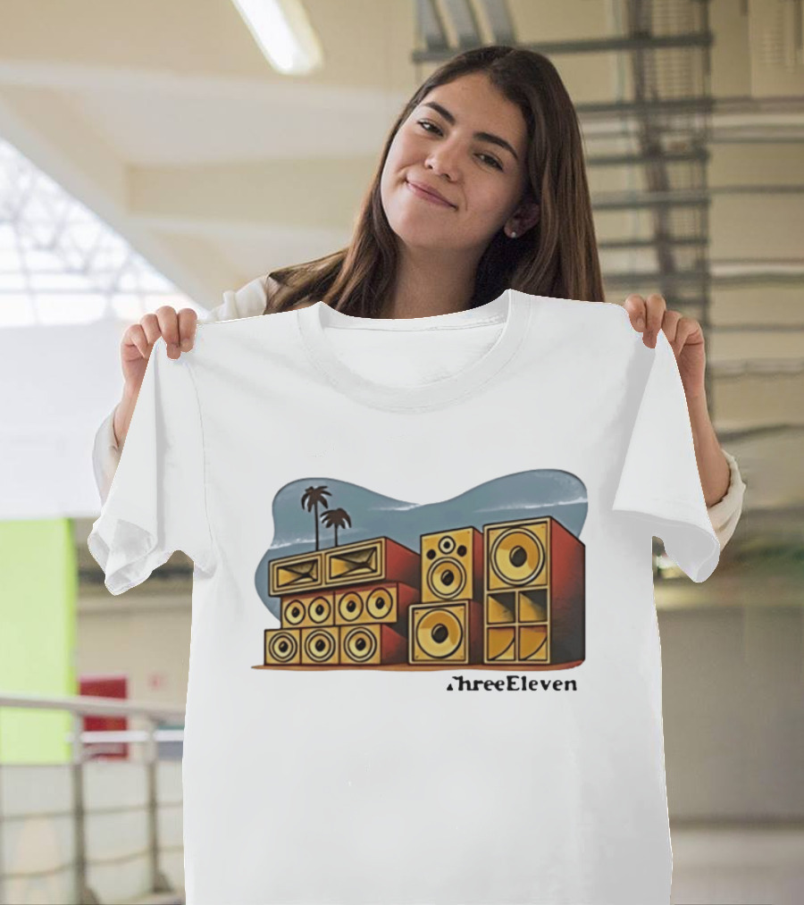 ThreeEleven Sound System Speaker Stack Reggae With Palm Trees T-Shirt