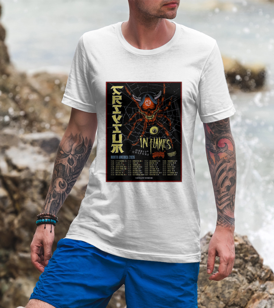 Trivium In Flames Orbit Culture Fit For An Autopsy North America 2026 Tour Dates And Locations T-Shirt