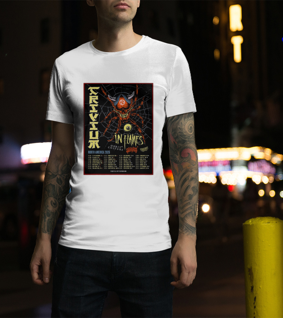 Trivium In Flames Orbit Culture Fit For An Autopsy North America 2026 Tour Dates And Locations T-Shirt
