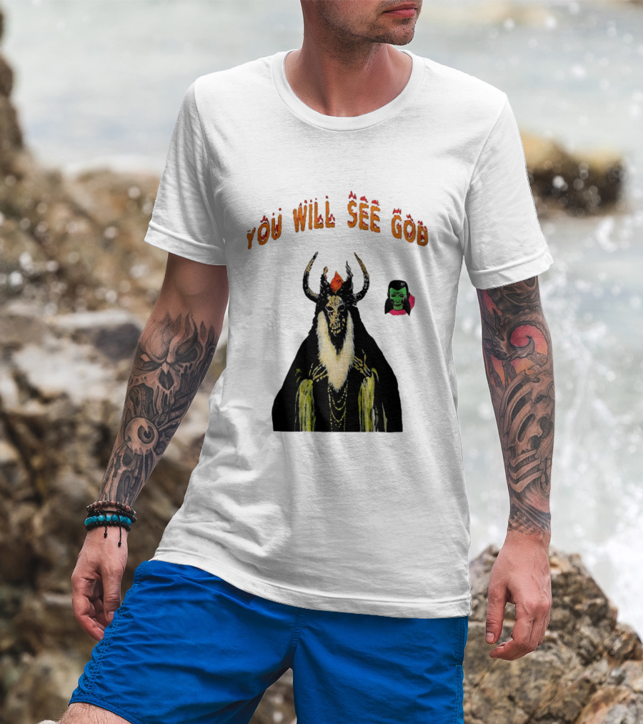 You Will See God Demon Occult Satanic Horror Green Masked Face T-Shirt