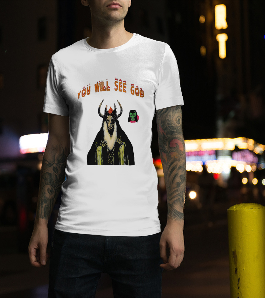 You Will See God Demon Occult Satanic Horror Green Masked Face T-Shirt