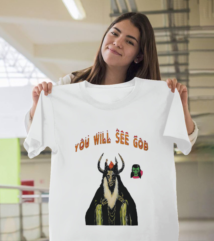 You Will See God Demon Occult Satanic Horror Green Masked Face T-Shirt