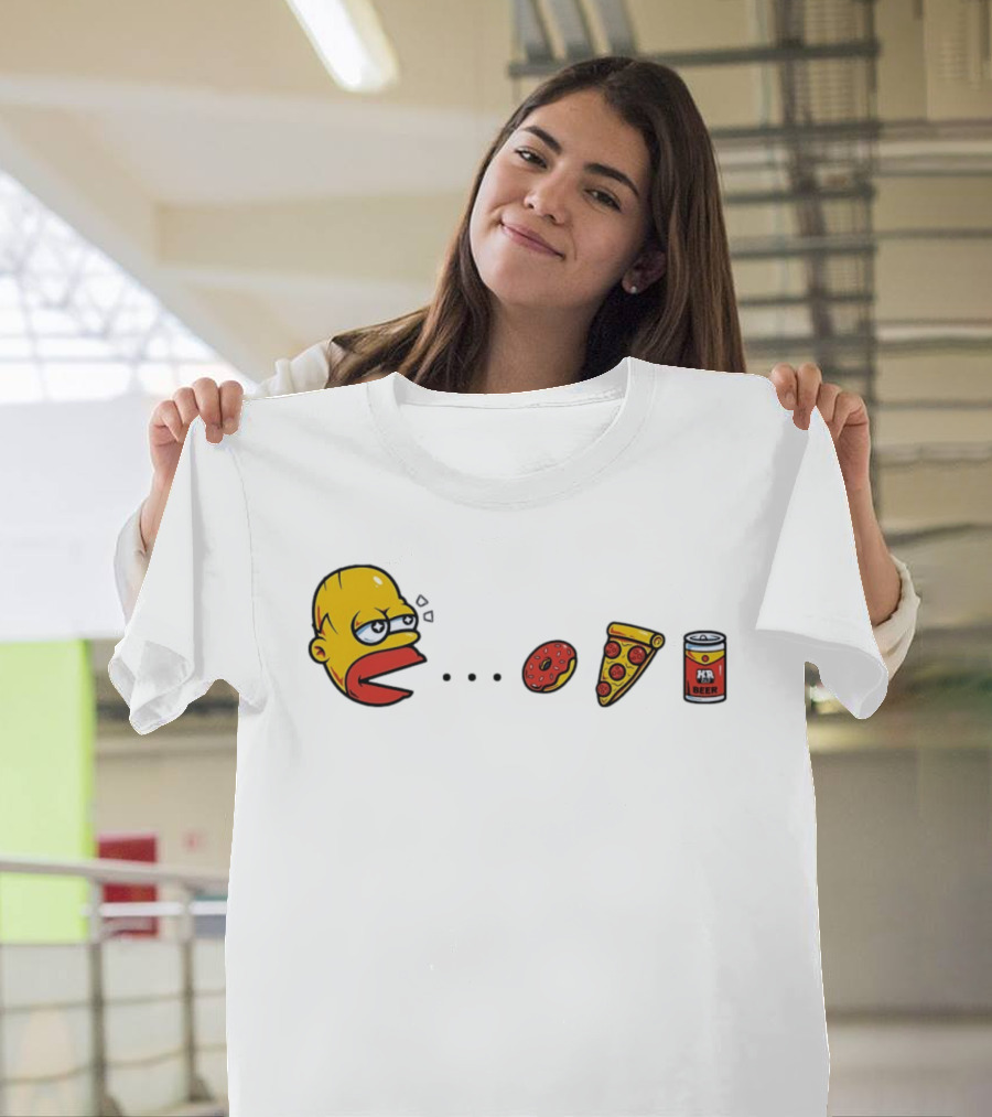 Simps Dad Pac Man Eating Donut Pizza And Beer T-Shirt