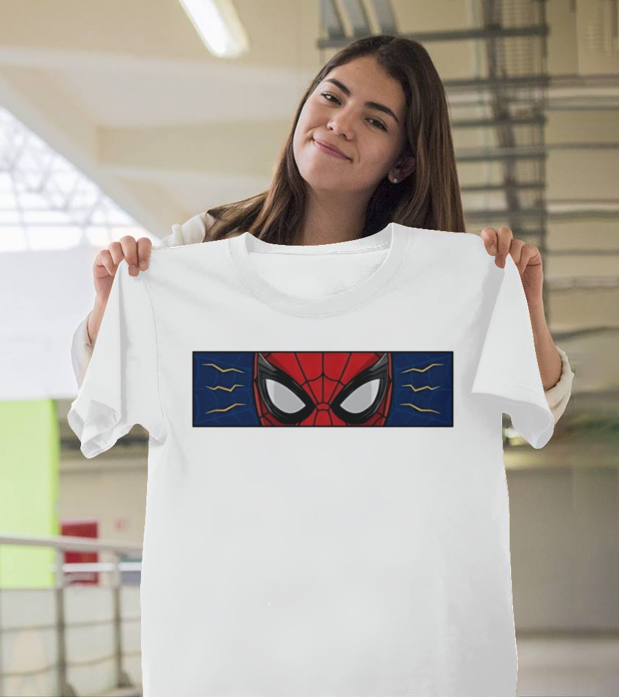 Spider Man With Great Power Comes Great Responsibility Marvel Superhero Mask Webbing T-Shirt