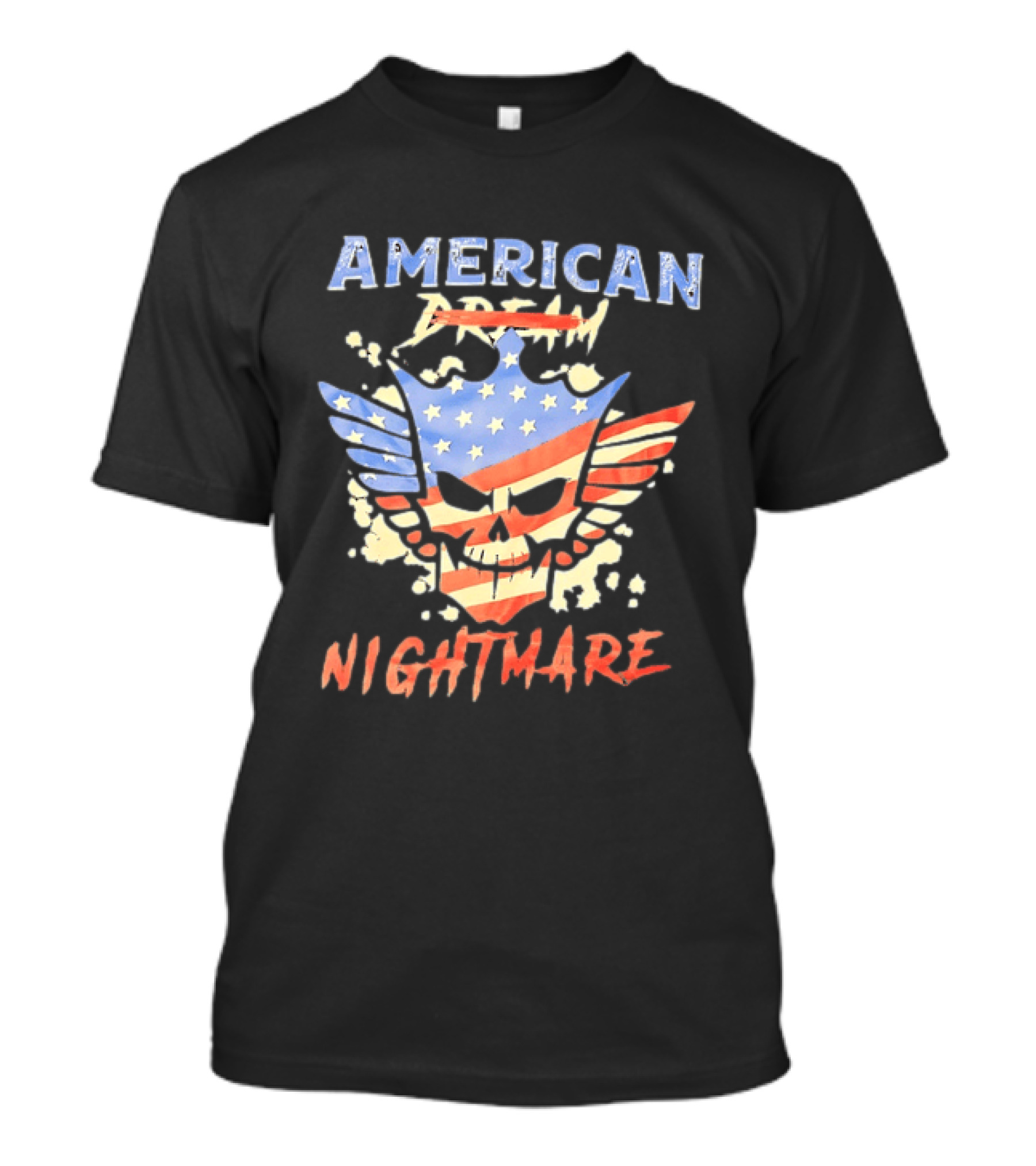 American Dream Nightmare Skull Patriotic Stars And Stripes T-Shirt