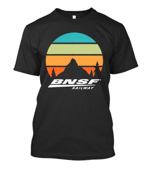 BNSF Railway Mountain Landscape Retro Sunset T-Shirt