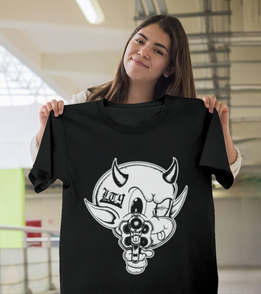 Loadthanine Store Devil Gun Horns Mask T-Shirt