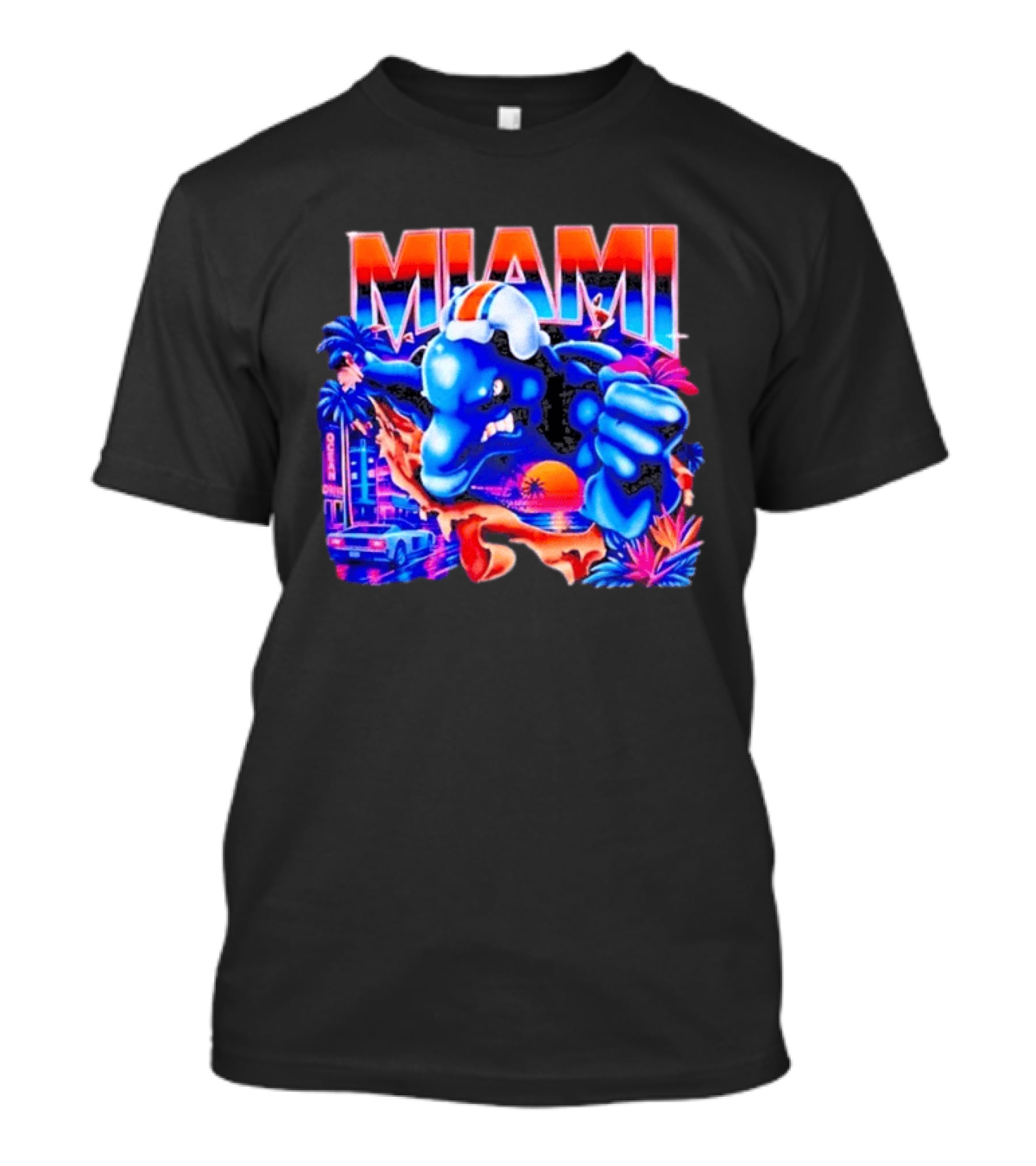 Miami Dolphins Rare Nutmeg Vintage Neon Miami Vice T-Shirt
