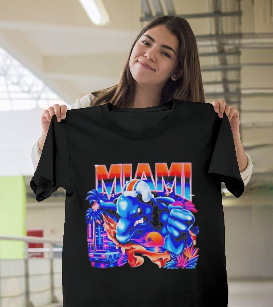 Miami Dolphins Rare Nutmeg Vintage Neon Miami Vice T-Shirt
