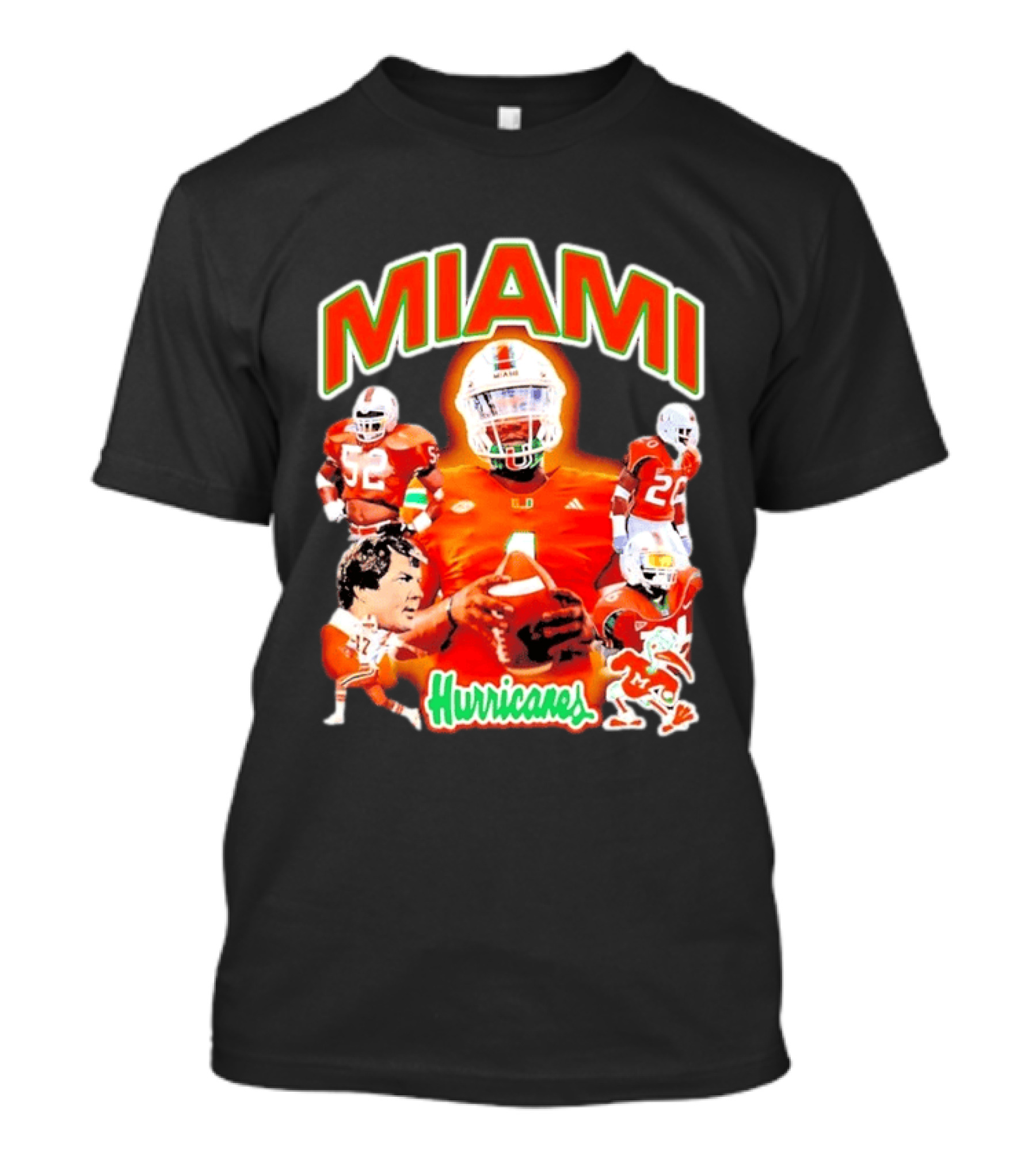 Miami Hurricanes Football Players Collage With Iconic Team Spirit T-Shirt