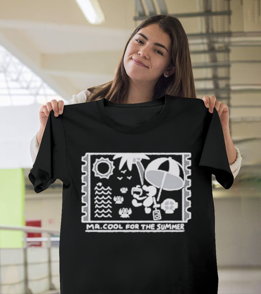 Mr. Cool For The Summer Beach Vibes Stamp Palm Tree Umbrella Sun T-Shirt
