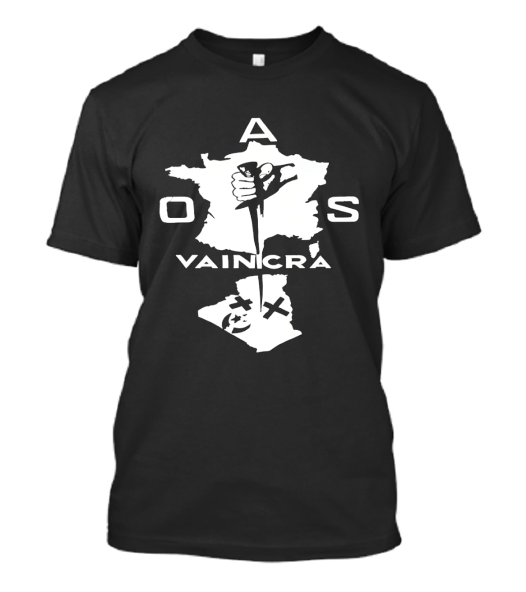 OAS Vaincra France Algeria Map Hand Dagger T-Shirt