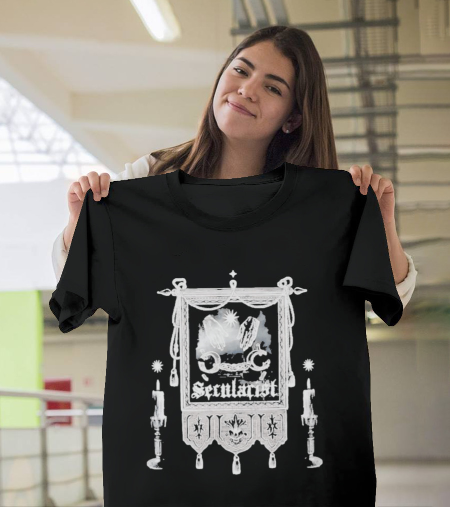 Secularist Symbolism With Chains And Wings On Tapestry T-Shirt