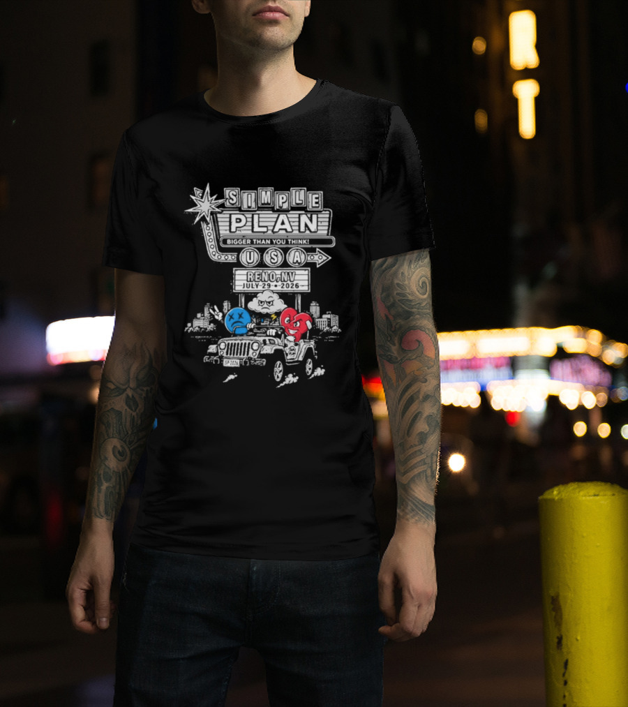 Simple Plan USA Reno NV Grand Theatre July 29 2026 Event T-Shirt