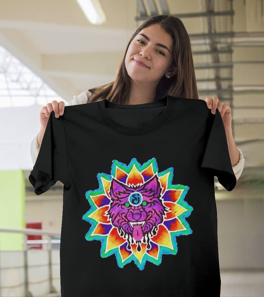 Sj Wolf Mandala Psychedelic Tribal Vivid T-Shirt