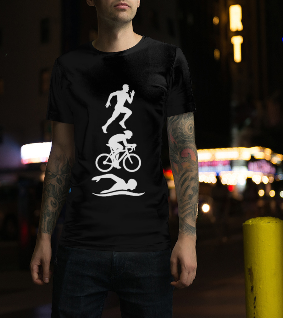 Triathlete Swim Bike Run Iconic Silhouette Athlete Training T-Shirt