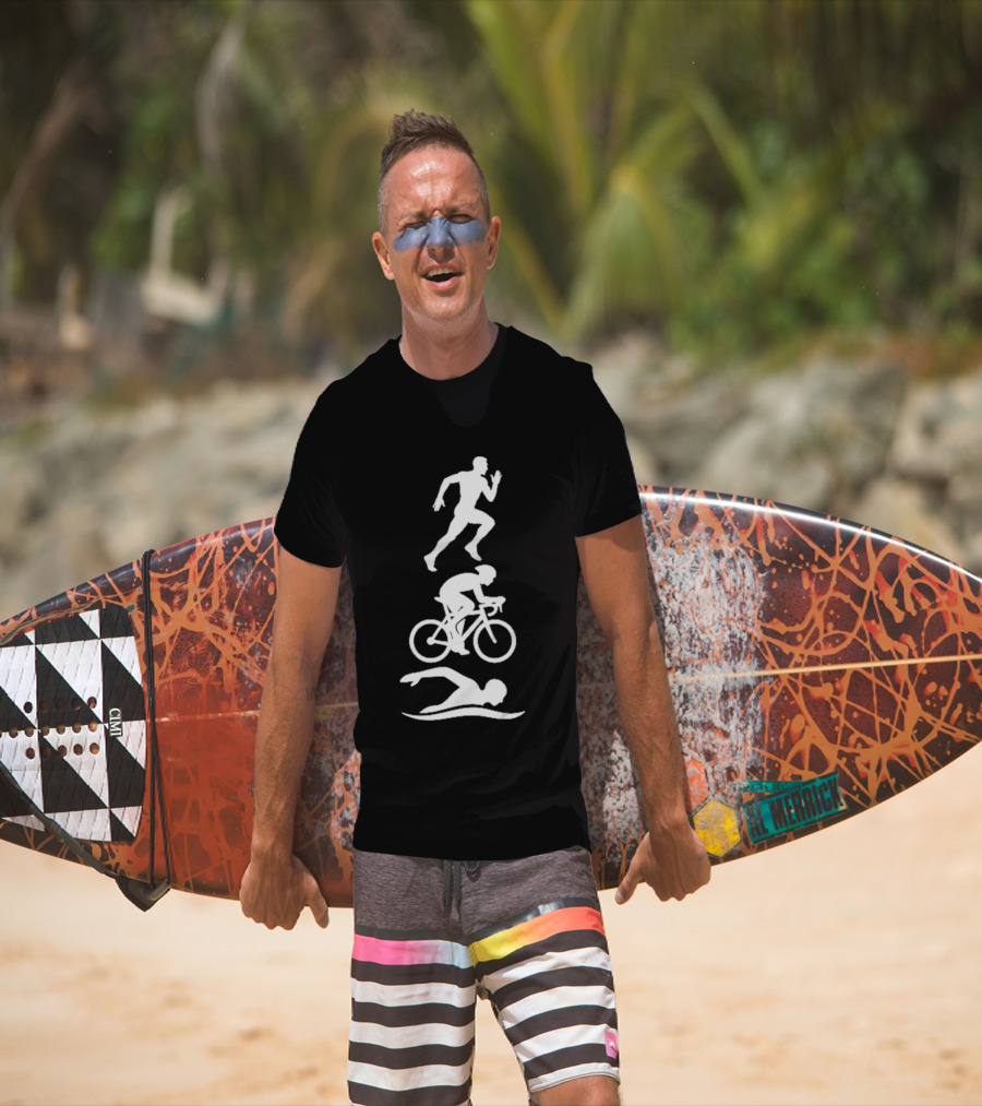 Triathlete Swim Bike Run Iconic Silhouette Athlete Training T-Shirt
