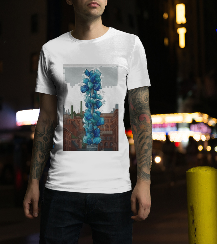Bob Schneider Jazzbones Tacoma Washington August 7 2026 Blue Crystal Cityscape T-Shirt