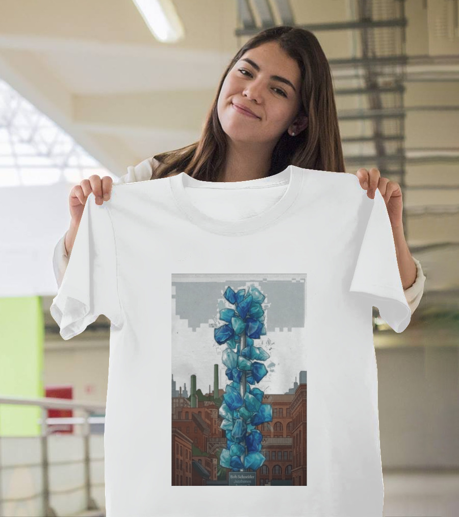 Bob Schneider Jazzbones Tacoma Washington August 7 2026 Blue Crystal Cityscape T-Shirt