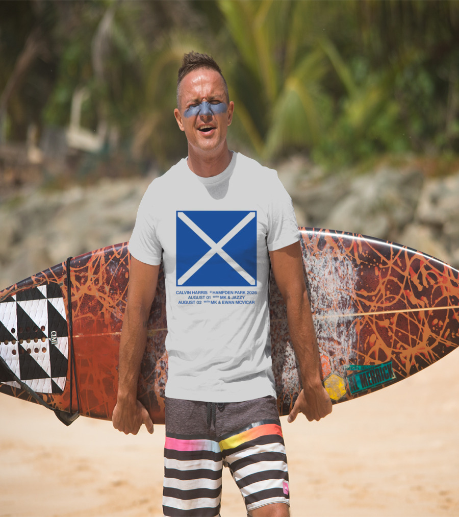 Calvin Harris Hampden Park 2023 Ecru Saltire August MK Jazzy Amber Cox MK Smart Ecuador T-Shirt