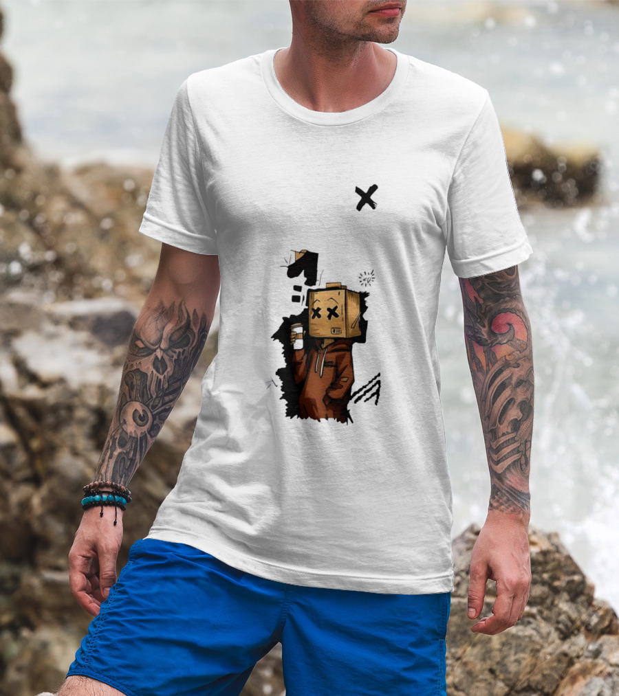 Good Person Box Head Drinking Coffee T-Shirt