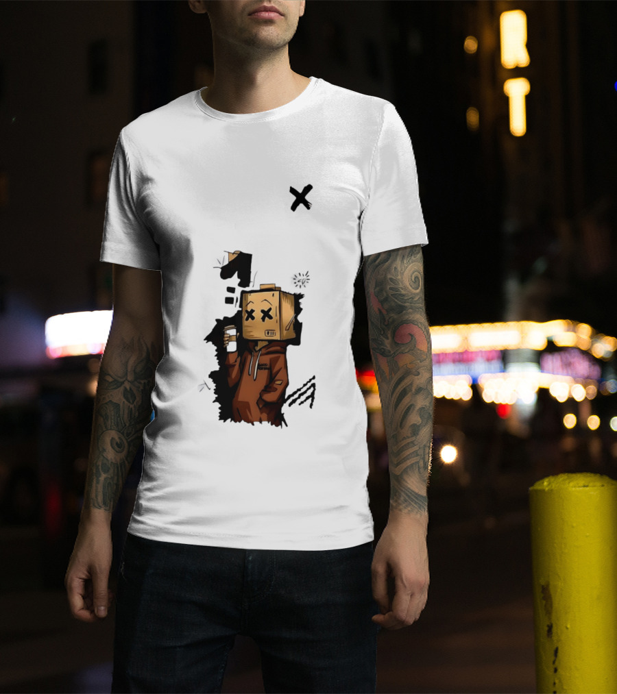 Good Person Box Head Drinking Coffee T-Shirt