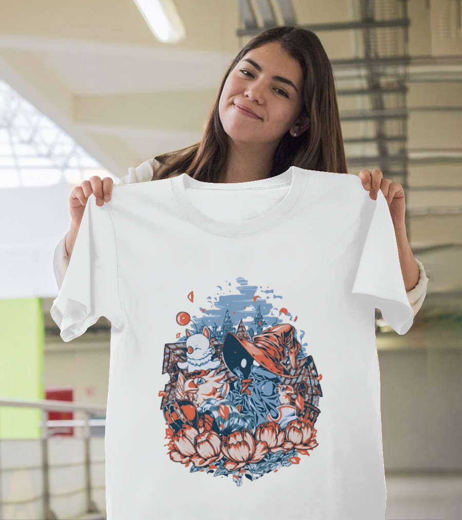 Vivi Ornitier Moogles Chocobos Day Of Calm Fantasy Blossom Scene T-Shirt