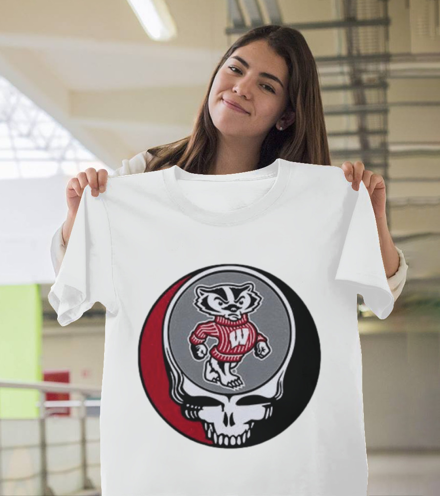 Grateful Dead Wisconsin Badgers Skull And Bucky T-Shirt