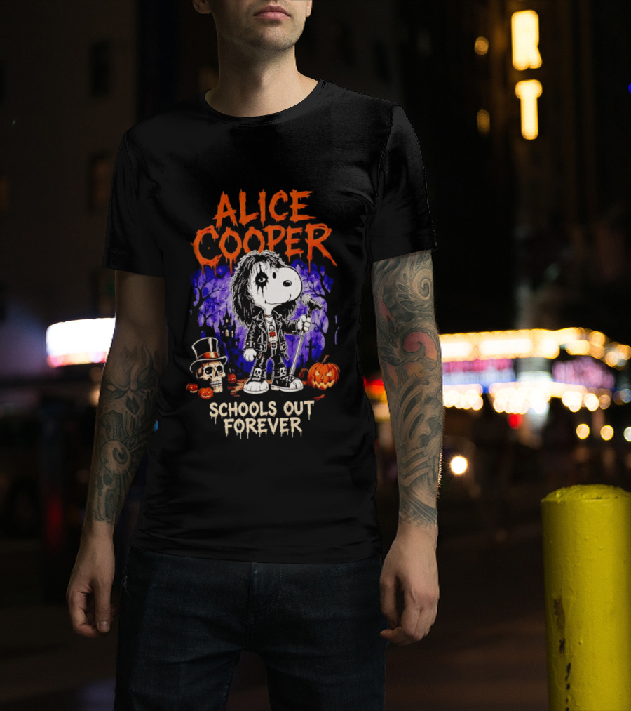 Alice Cooper Snoopy Schools Out Forever Halloween Punk Rock Mashup T-Shirt