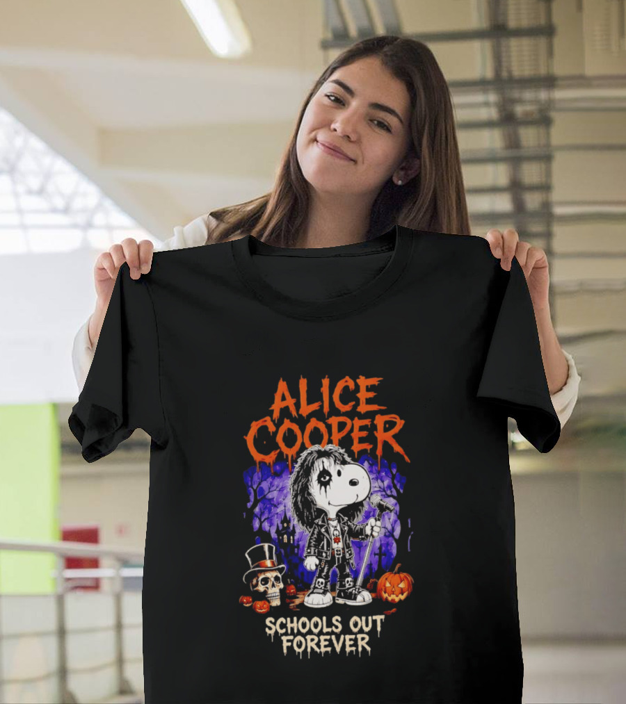 Alice Cooper Snoopy Schools Out Forever Halloween Punk Rock Mashup T-Shirt