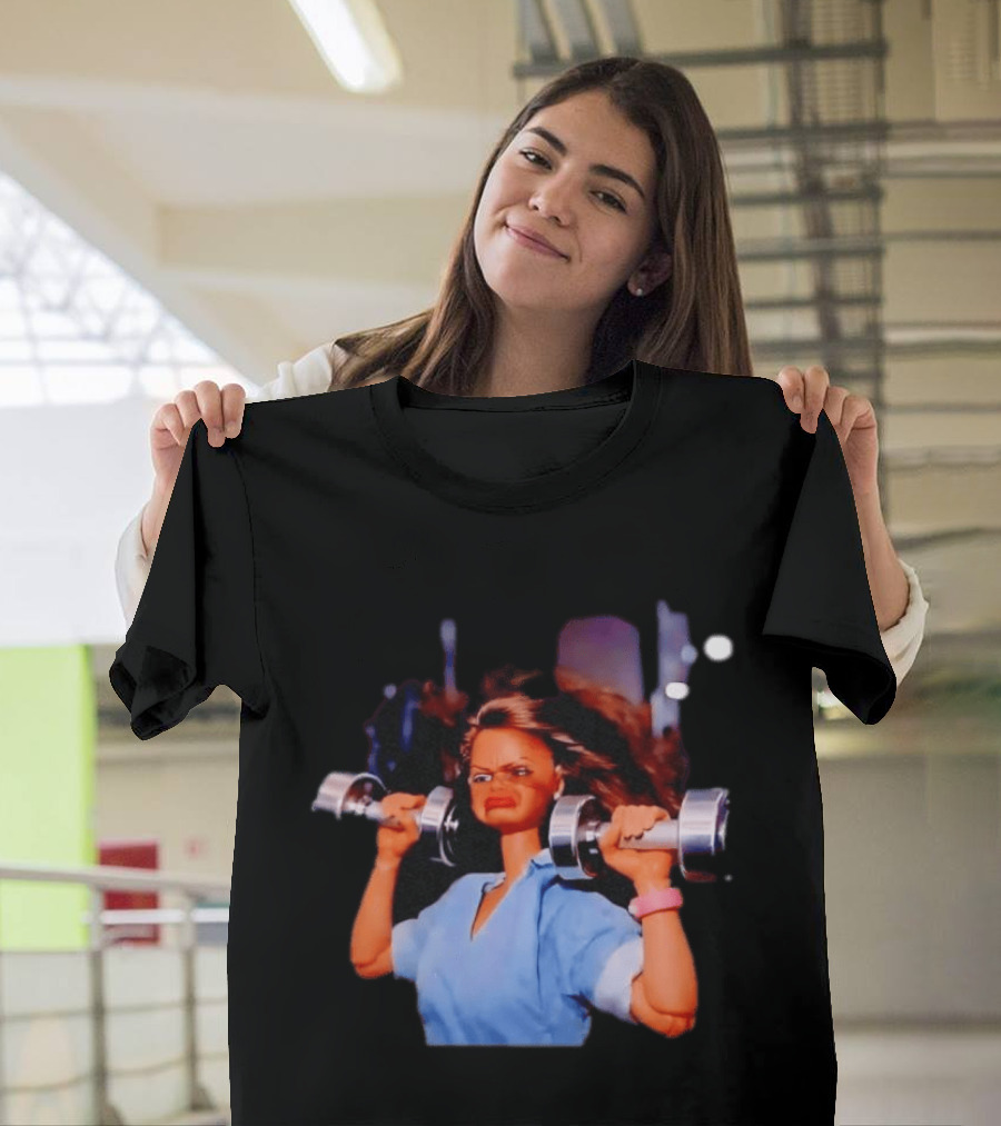 Barbie Lifting Weights Gym Meme Motivational Fitness Humor T-Shirt