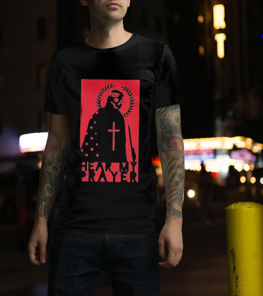 Hear My Prayer Skull Reaper Cross Halo Laural Wreath T-Shirt