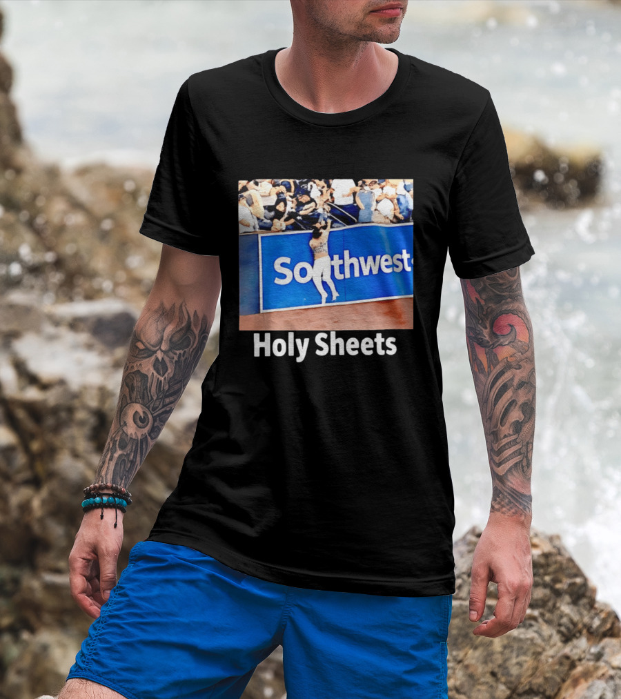 Southwest Holy Sheets Baseball Meme Fan Reaching Catch T-Shirt