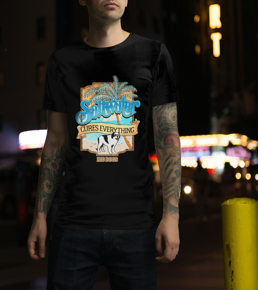 Saltwater Cures Everything Big Dogs Palm Beach Scene T-Shirt