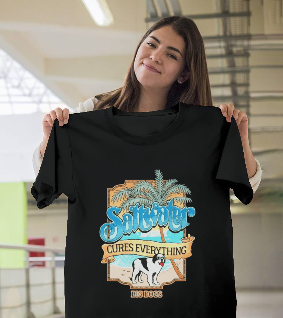 Saltwater Cures Everything Big Dogs Palm Beach Scene T-Shirt
