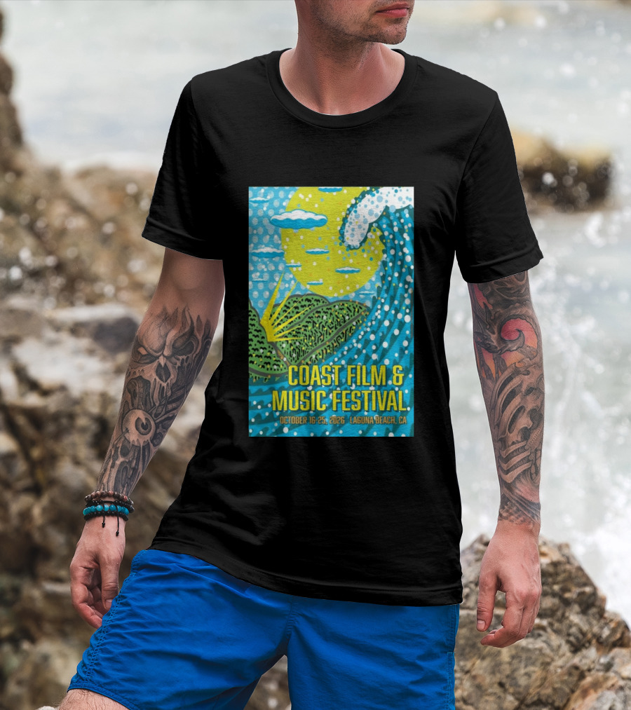 Coast Film And Music Festival Laguna Beach CA October 16 25 2026 Scenic Wave Sun And Clouds T-Shirt