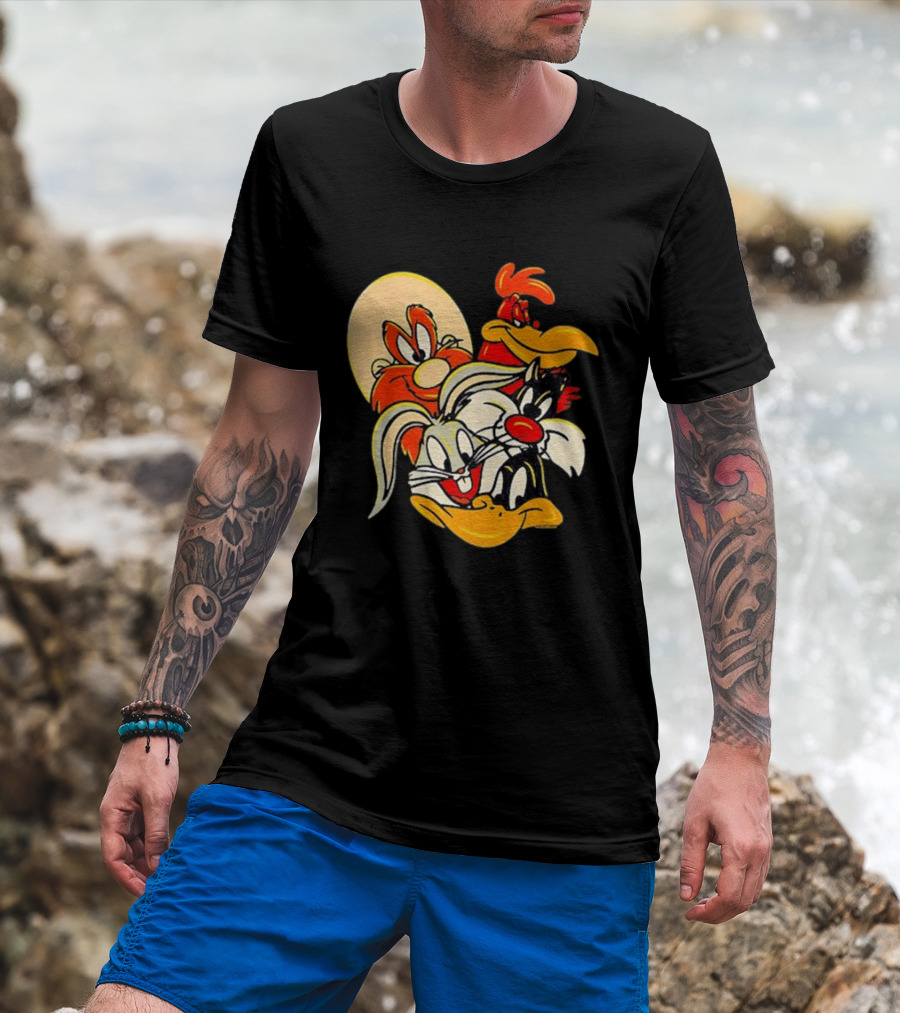 Looney Tunes Smiling Faces Bugs Bunny Sylvester Foghorn Leghorn Taz T-Shirt