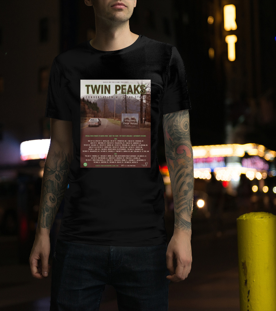 David Roy Williams Presents Twin Peaks Conversation With The Stars Tour Featuring Special Tribute To David Lynch 2023 2024 T-Shirt