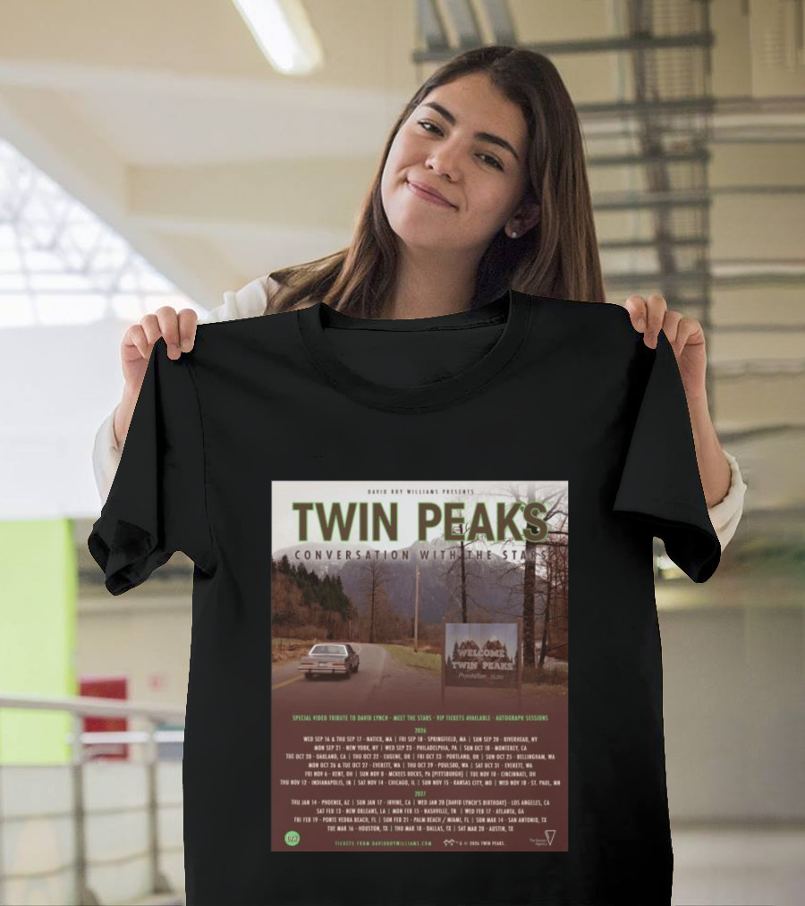 David Roy Williams Presents Twin Peaks Conversation With The Stars Tour Featuring Special Tribute To David Lynch 2023 2024 T-Shirt