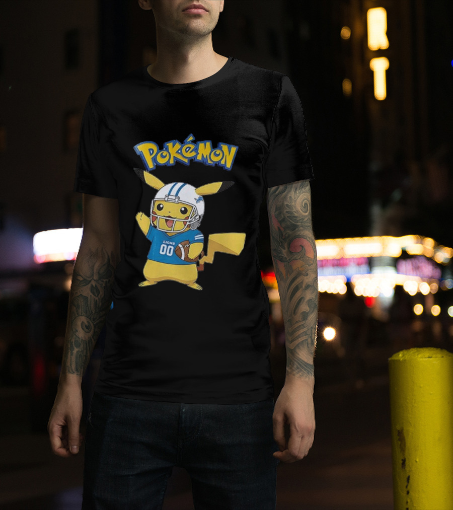 Detroit Lions Pokemon Pikachu Football Fan T-Shirt