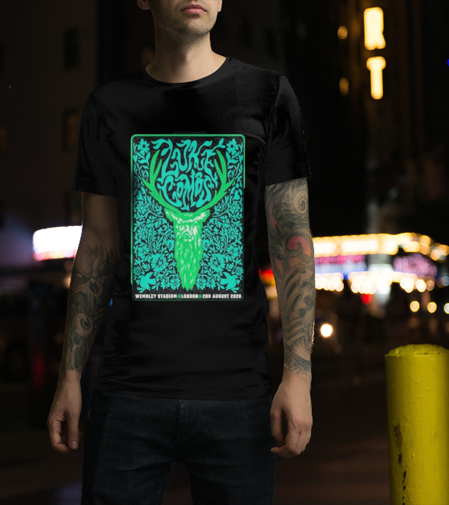 Luke Combs Wembley Stadium London August 2 2026 Deer Antlers Floral T-Shirt