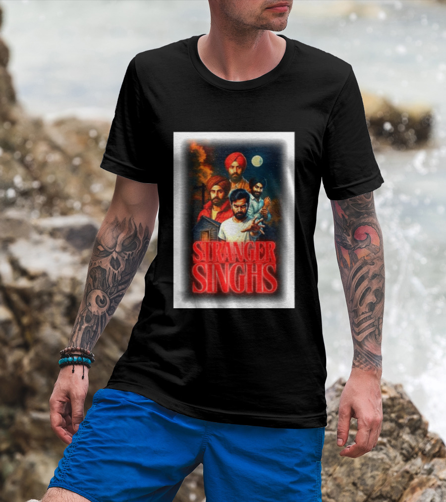 Stranger Singhs Indian Series With Turbaned Characters And Moonlit Sky T-Shirt