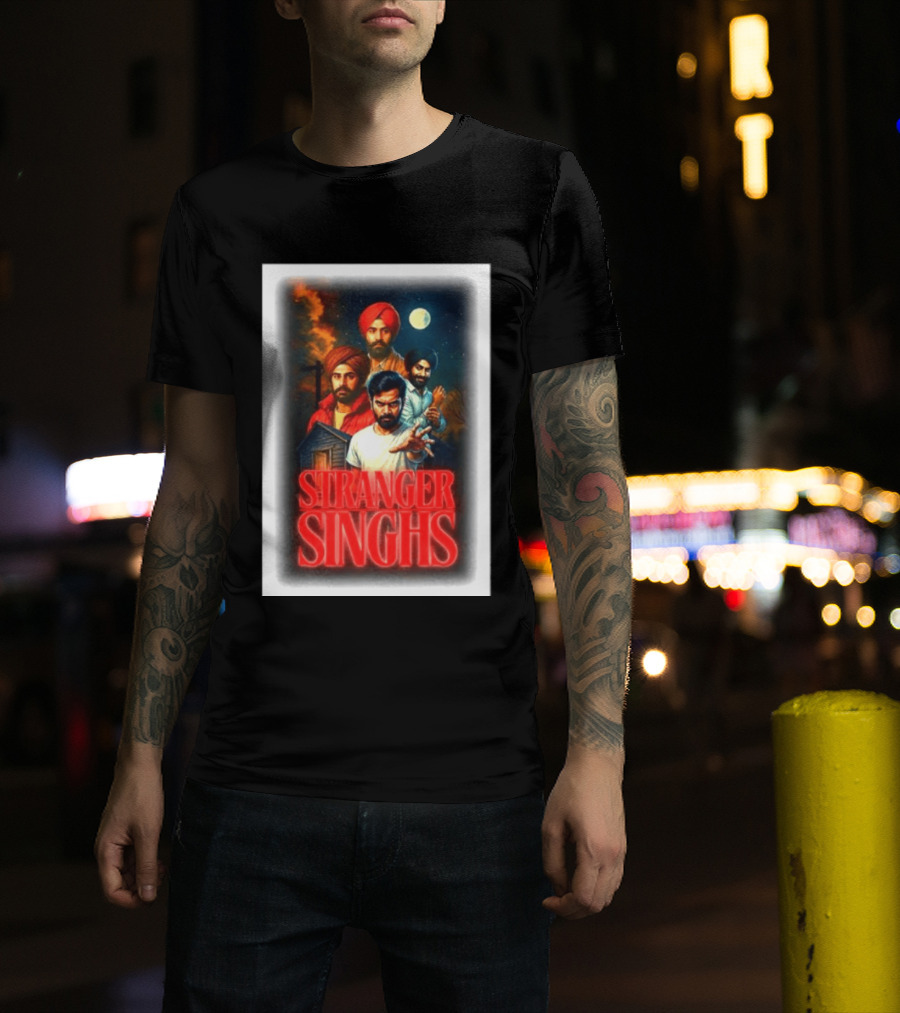 Stranger Singhs Indian Series With Turbaned Characters And Moonlit Sky T-Shirt