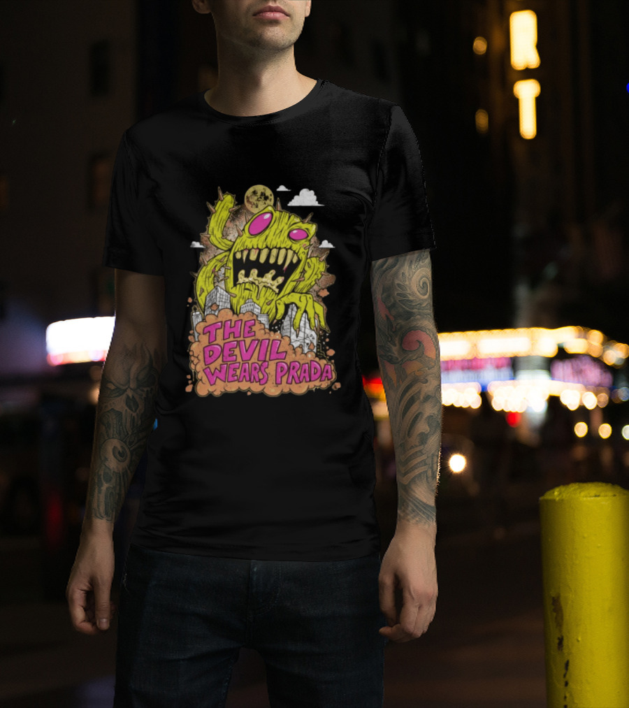 The Devil Wears Prada Cactuszilla Monster In Cityscape T-Shirt