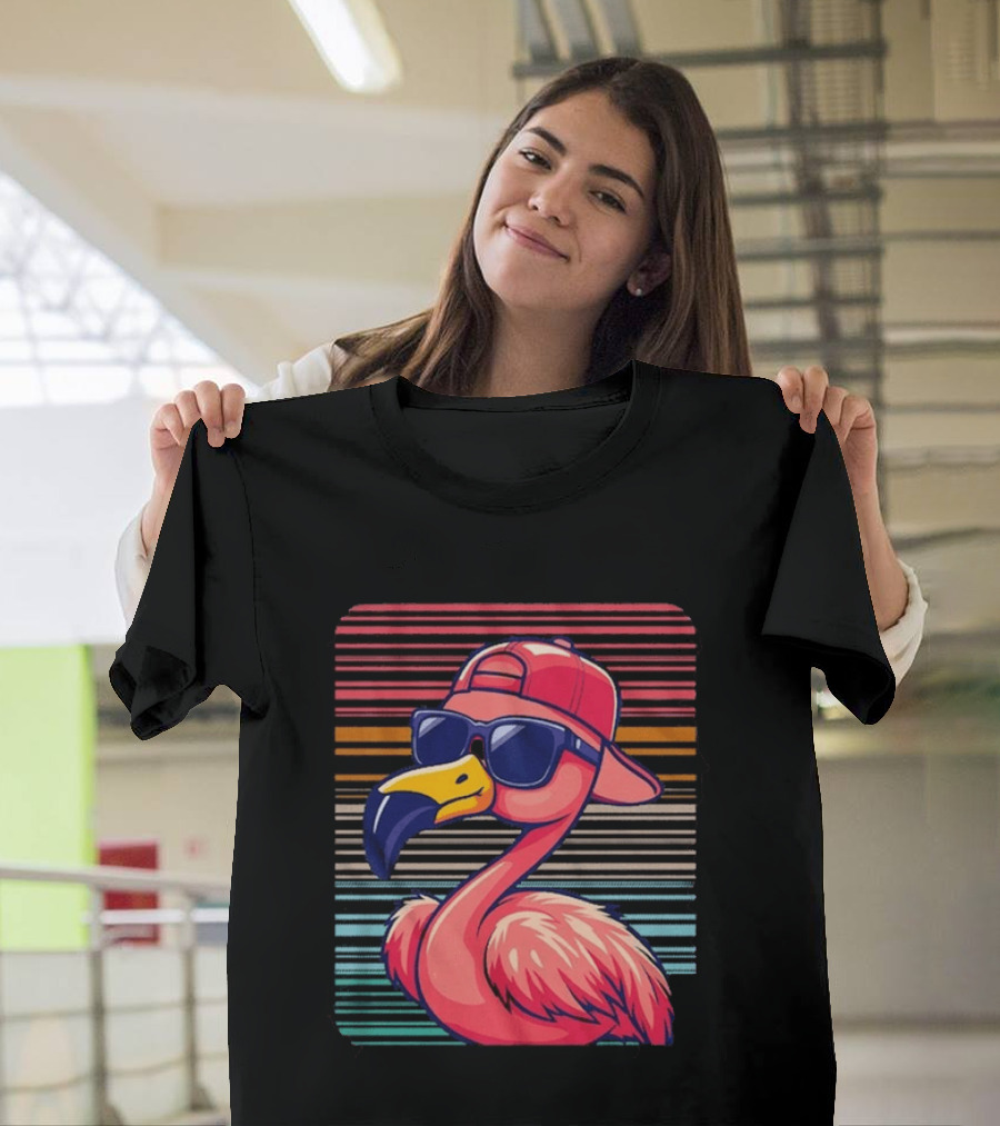 Flamingo Cool Vibes Sunglasses And Cap T-Shirt