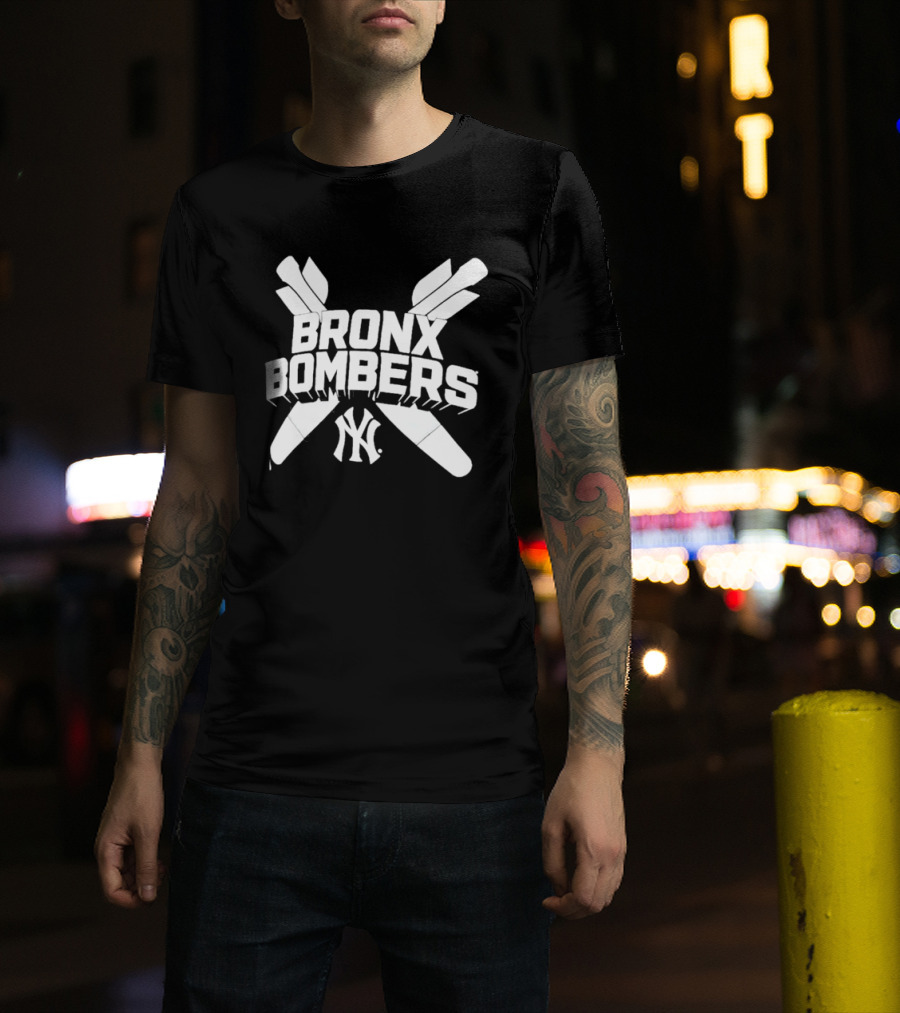 New York Yankees Bronx Bombers NY Logo With Baseball Bats T-Shirt