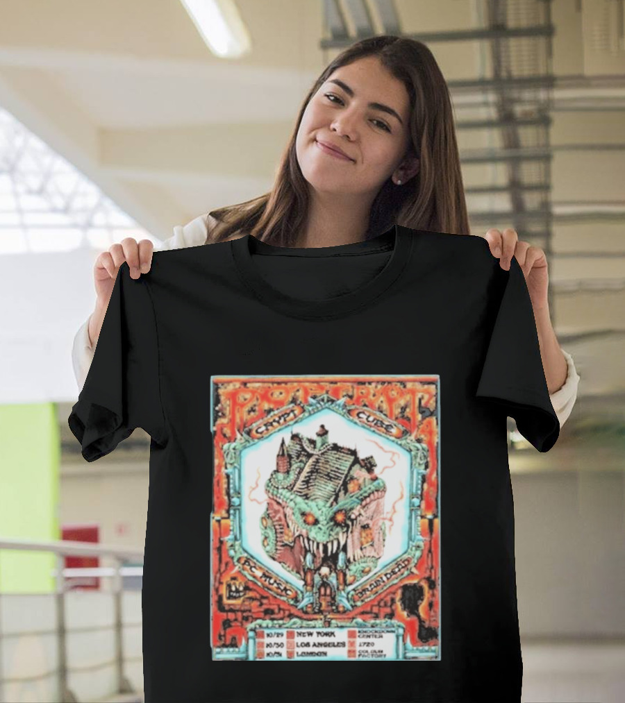 Pop Crypt Crypto Graphic Cube PC Music Brain Dead 2026 Tour New York Los Angeles London T-Shirt
