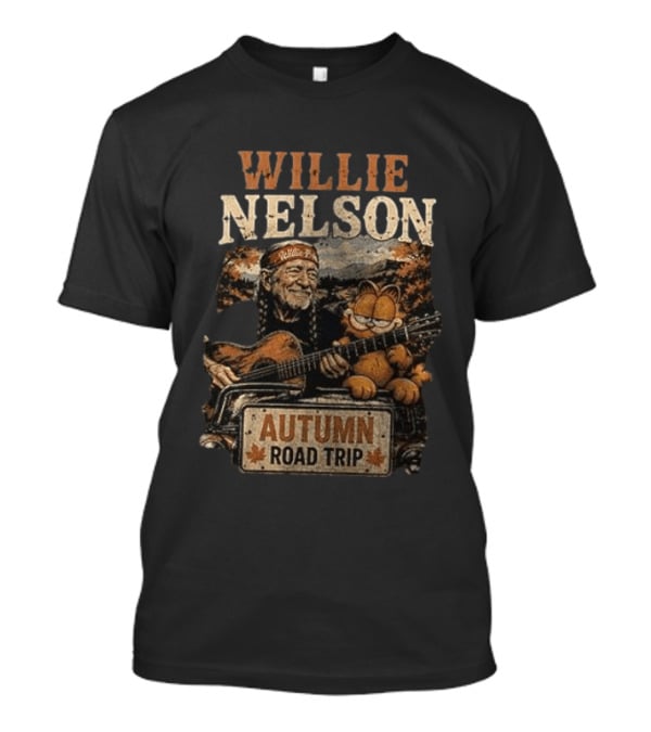 Willie Nelson Autumn Road Trip With Orange Cat T-Shirt